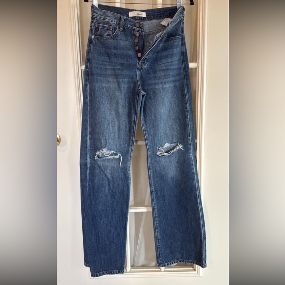 Kancan button fly wide leg jeans